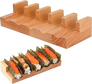 Wooden Sushi Maker Holder Temaki Sushi Taco Display Stand Rack Sushi Making Tool Wood Temaki Sushi Hand Roll Holder Sushi Taco Presentation Platter
