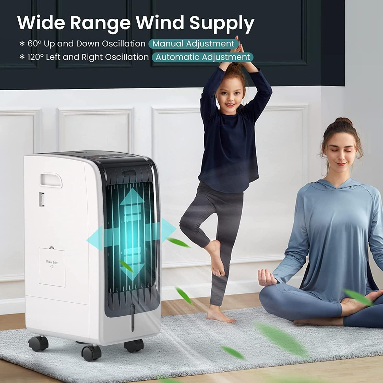 RELAX4LIFE Luftkühler, 3 in 1 Mobile Klimaanlage, 6L Wassertank/3 Geschwindigkeiten/8H-Timer, Luftkühler 75W & Ventilator & Luftbefeuchter, Air Cooler mit Rollen, Fernbedienung, 2 Kühlakkus