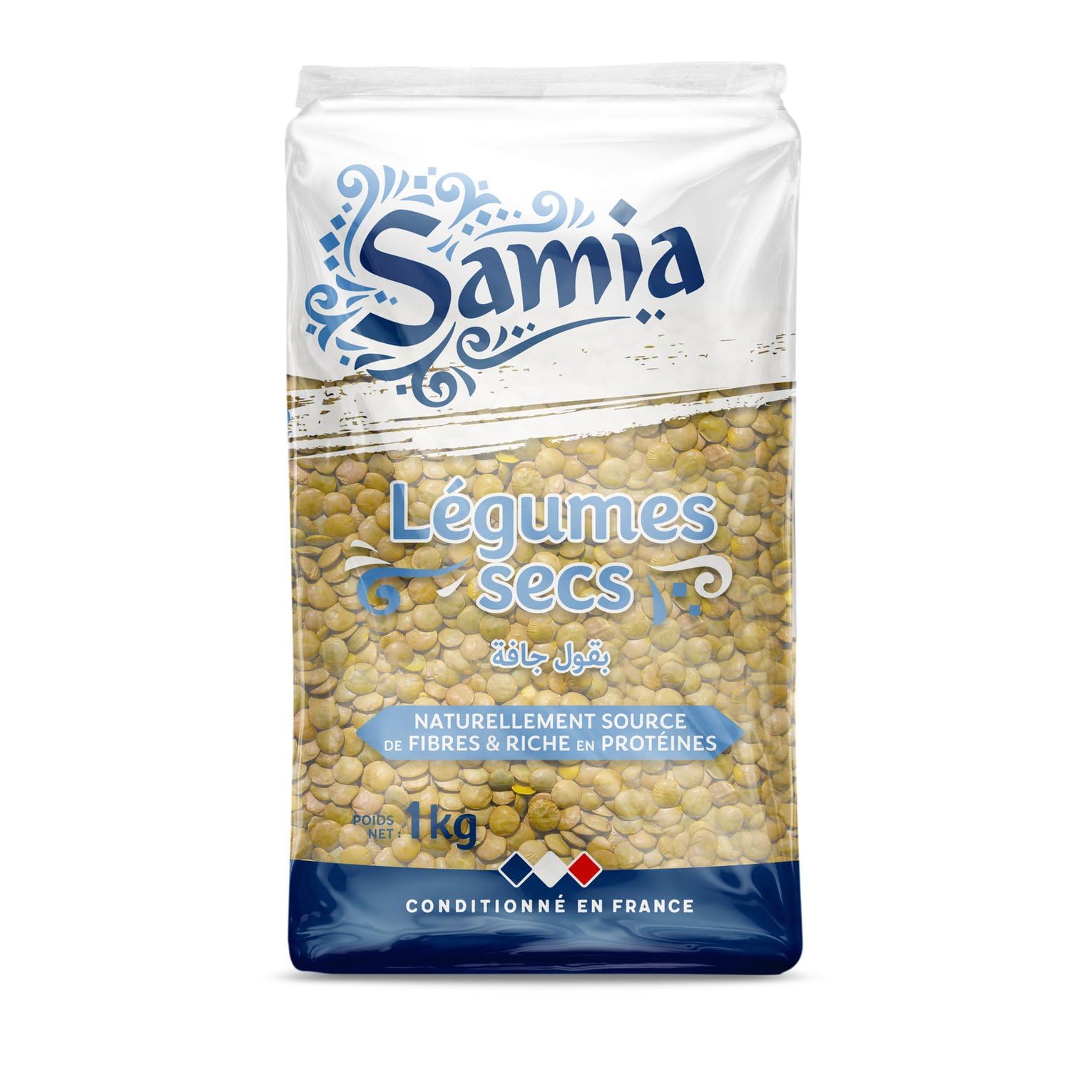SAMIA - Lentilles Blondes - Naturellement Source de Fibres · Riche en Protéines · Conditionné en France - le paquet de 1 kg - Le Lot De 4