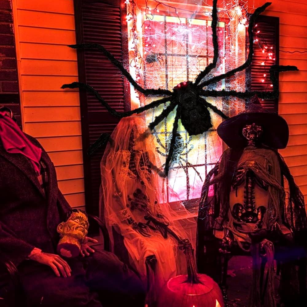 Halloween-Spinnen Dekoration – 2 Stück, Riesig, Gruselig, Für Garten & Wohnung
