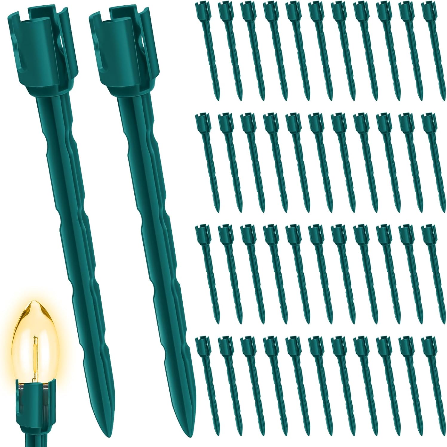 60 Pcs 7.5 Inch Christmas Light Stakes, Christmas Yard Stakes for C7 C9 Christmas Lights, Garden Path Walkway Holiday Decorations(Green)