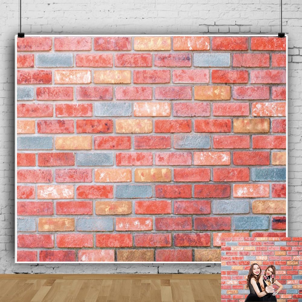 9x6ft Pink and Red Brick Wall Photography Backdrop Colorful Brick Photo Backdrops Background for Kids Adults Birthday Party Wedding Baby Shower Home Decorations Portrait Photoshoot Prop
