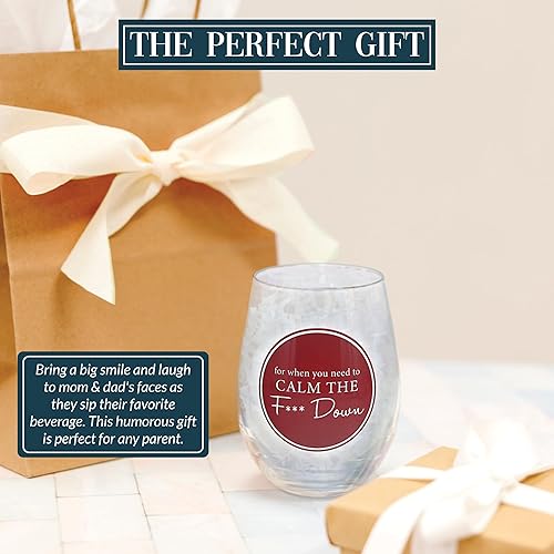 Miniatura 2 de Pavilion - Calm The F*** Down  Copa de vino sin tallo de 18 onzas divertida para mamá regalo de paternidad