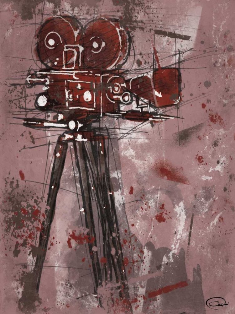 Feeling at home LEINWANDDRUCK im SCHATTENFUGENRAHMEN Film rot OnRei - Musik vertikale Kunstbilder im Holzrahmen cm_67_X_51