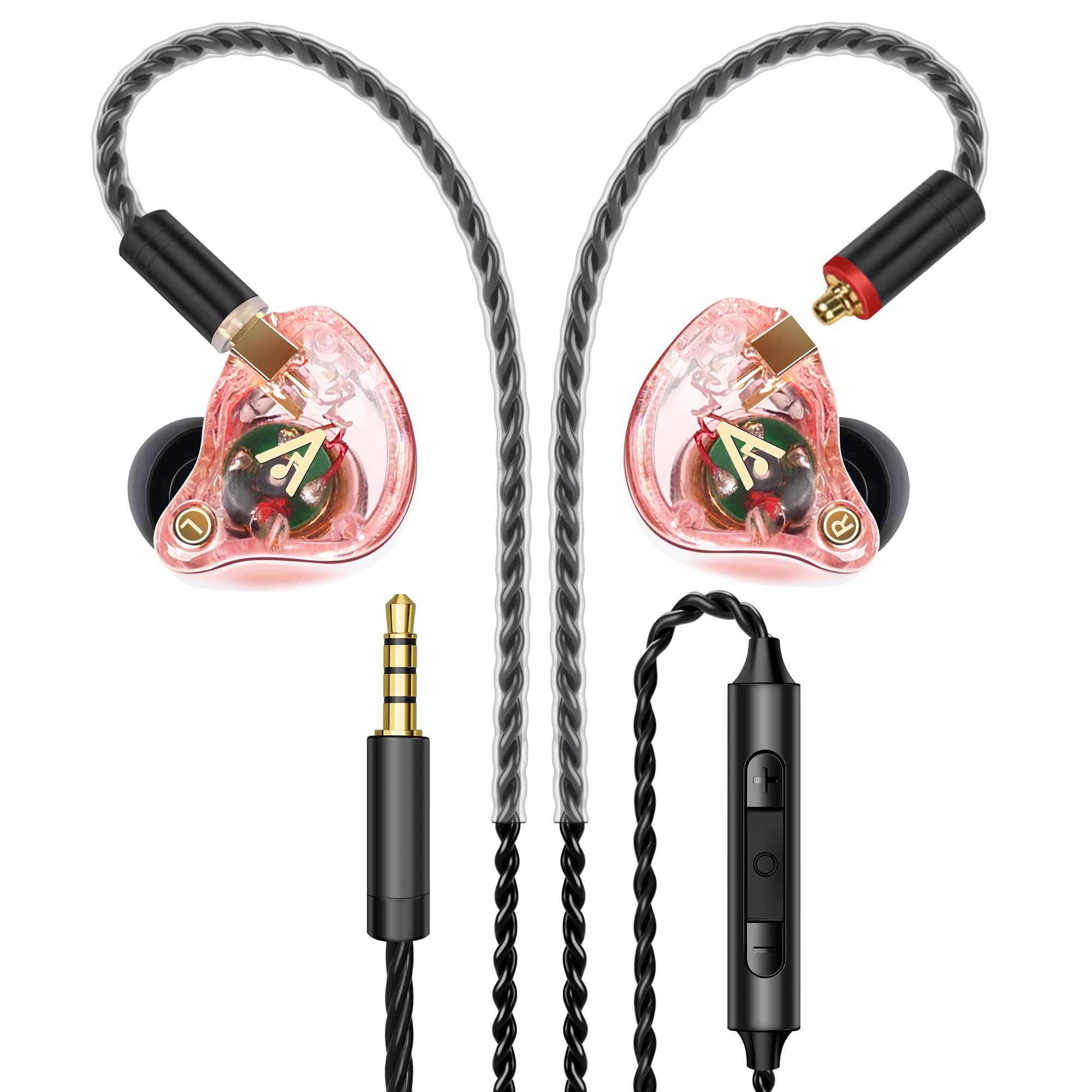 Vibes 202M Wired Earbuds - HiFi in Ear Monitor Headphones - Noise-Isolating Ear Buds w/ Mic - Clear Sound, Deep Bass & Comfort-Fit Gaming Earphones - MMCX to 3.5mm & Silver Plated Cord, Carrying Case
