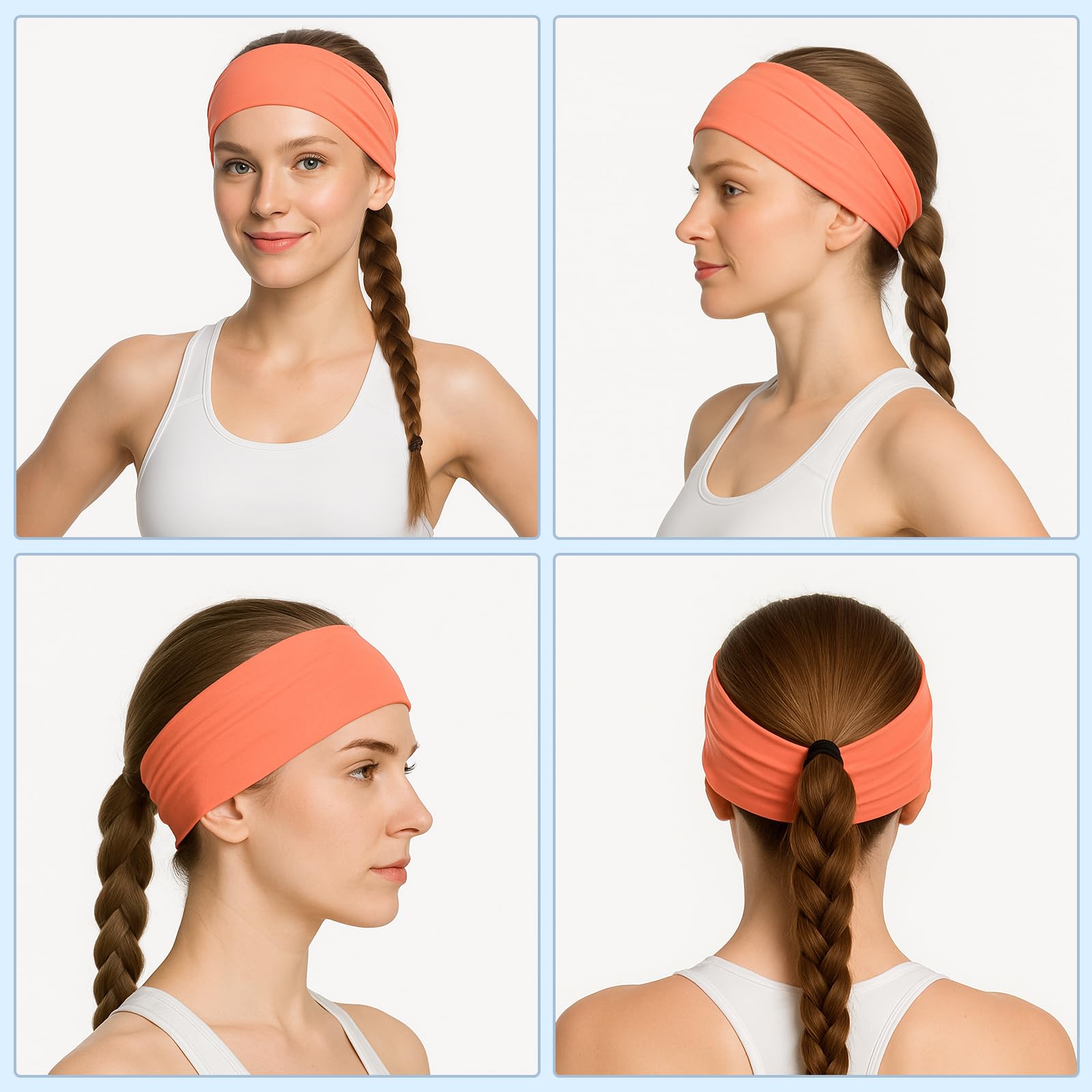 Fascia Capelli Donna Sport 6 Pezzi Antiscivolo Umidità Ampia Fascia per Capelli, Fascia Elastica Capelli Bandana Elastici Bandeau sportivo in cotone Headband Unisex Adatto per Corsa Yoga Palestra
