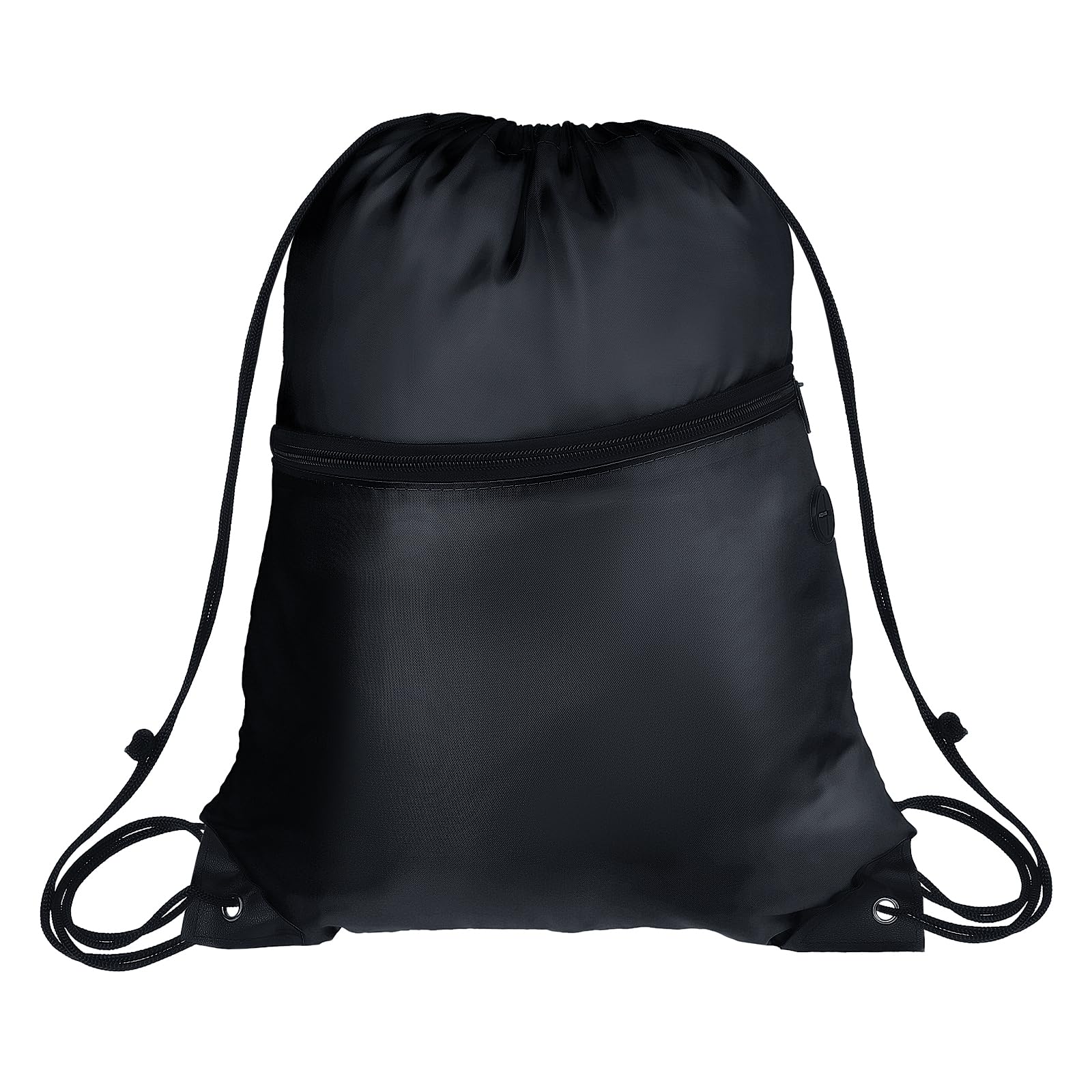 Drawstring Gym Bag Drawstring Backpack String Bag Sports Gym Waterproof  Canvas Bag Yoga Travel Black Sackpack for Men Women Large Size with Zipper