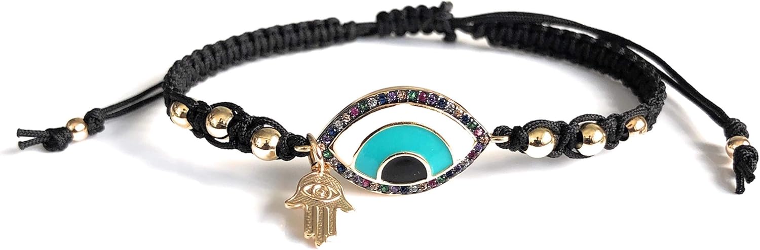 Figa Pendant Blue Evil Eye Protection Mal de Ojo Adjustable Bracelet for Women