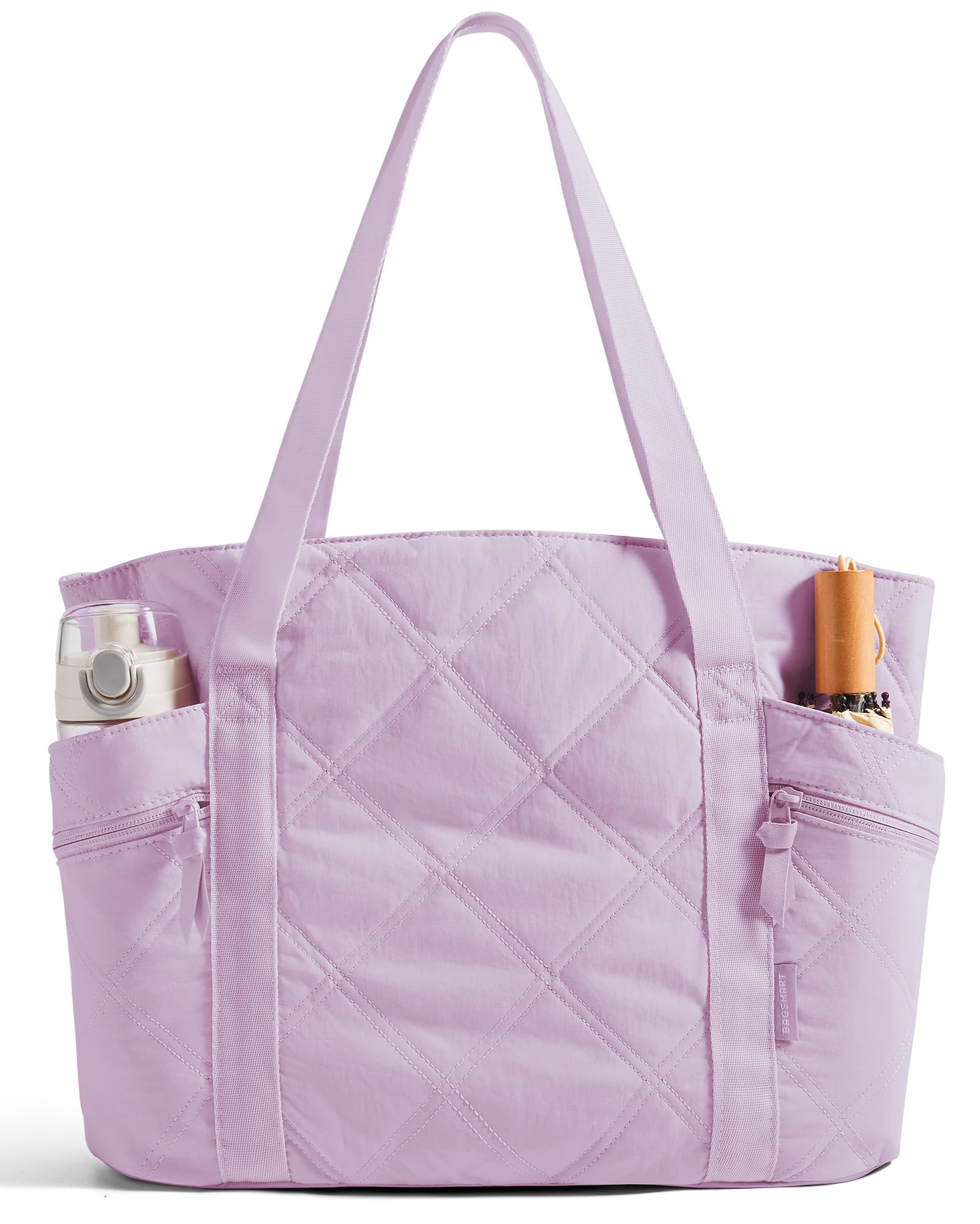 BAGSMART Crush Tote Bag for Women, 20L Puffer Work Tote with Zipper, Travel Essentials Quilted Nurse Hospital Bag