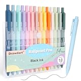 14-Pack Pastel Ballpoint Pens, Medium 1.0mm Black Ink, Retractable - For Smooth Writing and Journaling