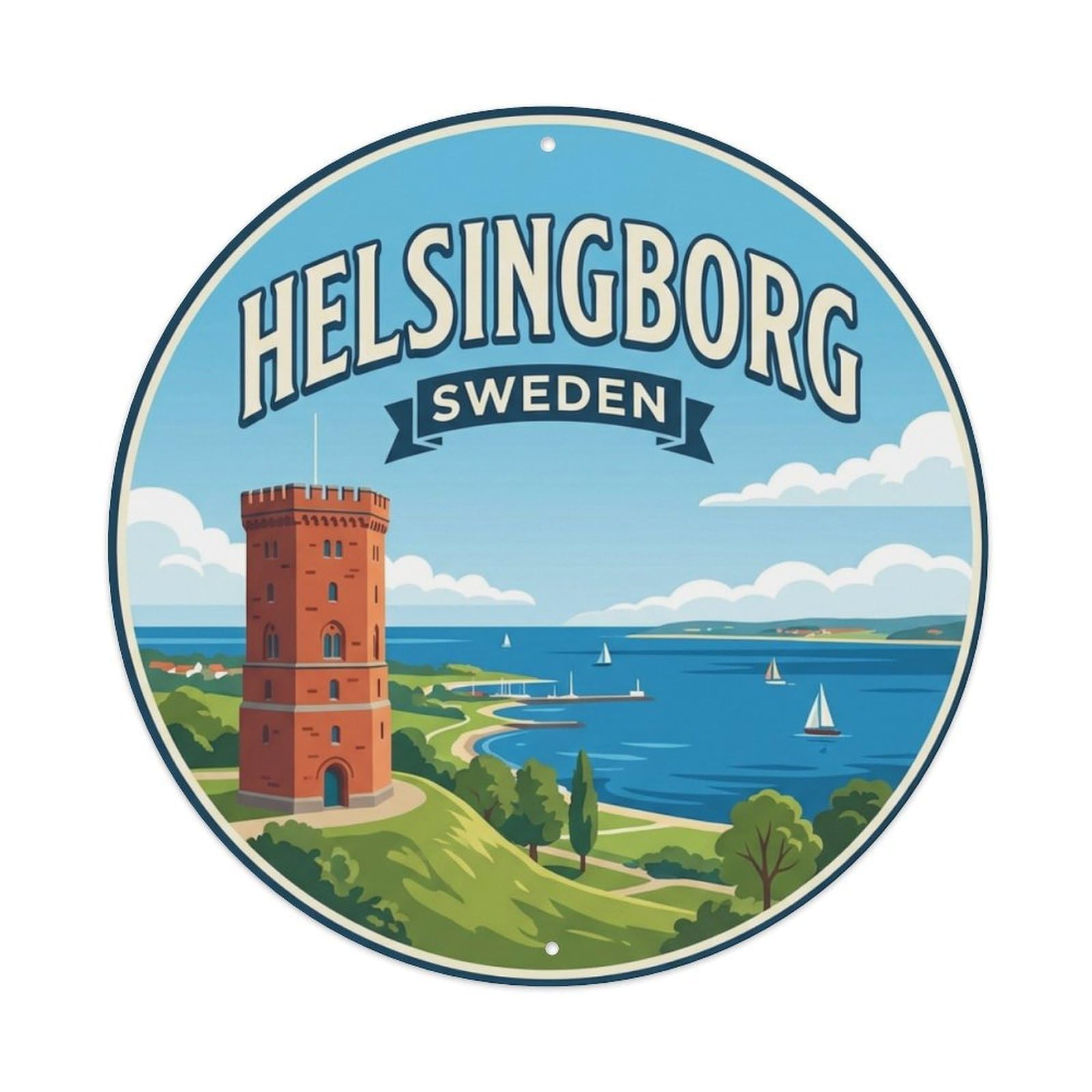 Galvaxio Style Sweden Vintage Travel Helsingborg Metal Tin Sign
