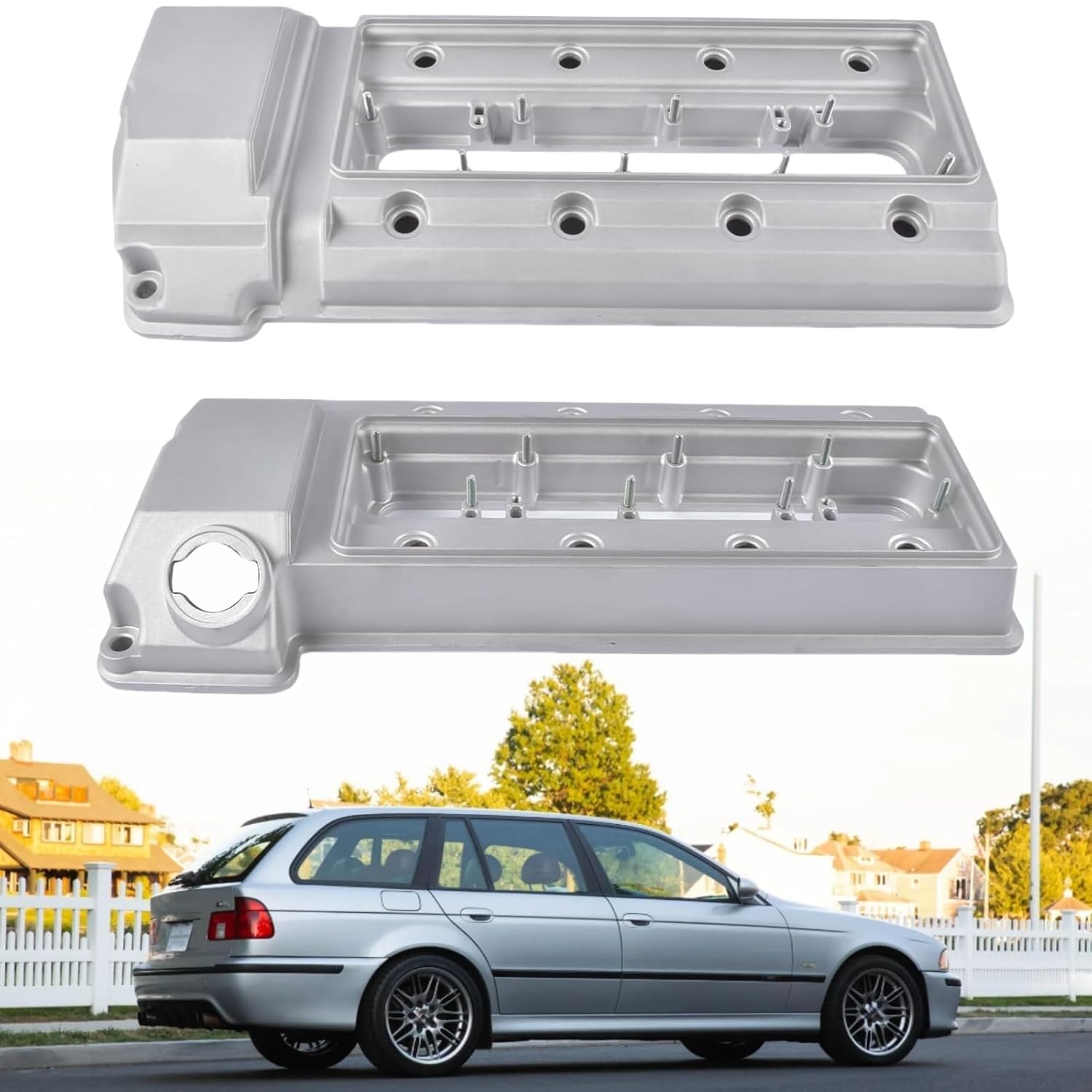 Left + Right Engine Valve Cover Replacement for BMW 540i E39 1998-2003 740i 740iL E38 1998-2001 V8 4.4L V204890 11121703172 V204891 11121703175 Mustrod (Not Fit M62 Old Engine)