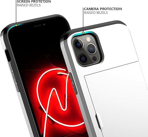 Miniatura 4 de Nvollnoe Funda para iPhone 12, iPhone 12 Pro con tarjetero resistente de protección de doble capa a prueba de golpes, ranura para tarjeta oculta,