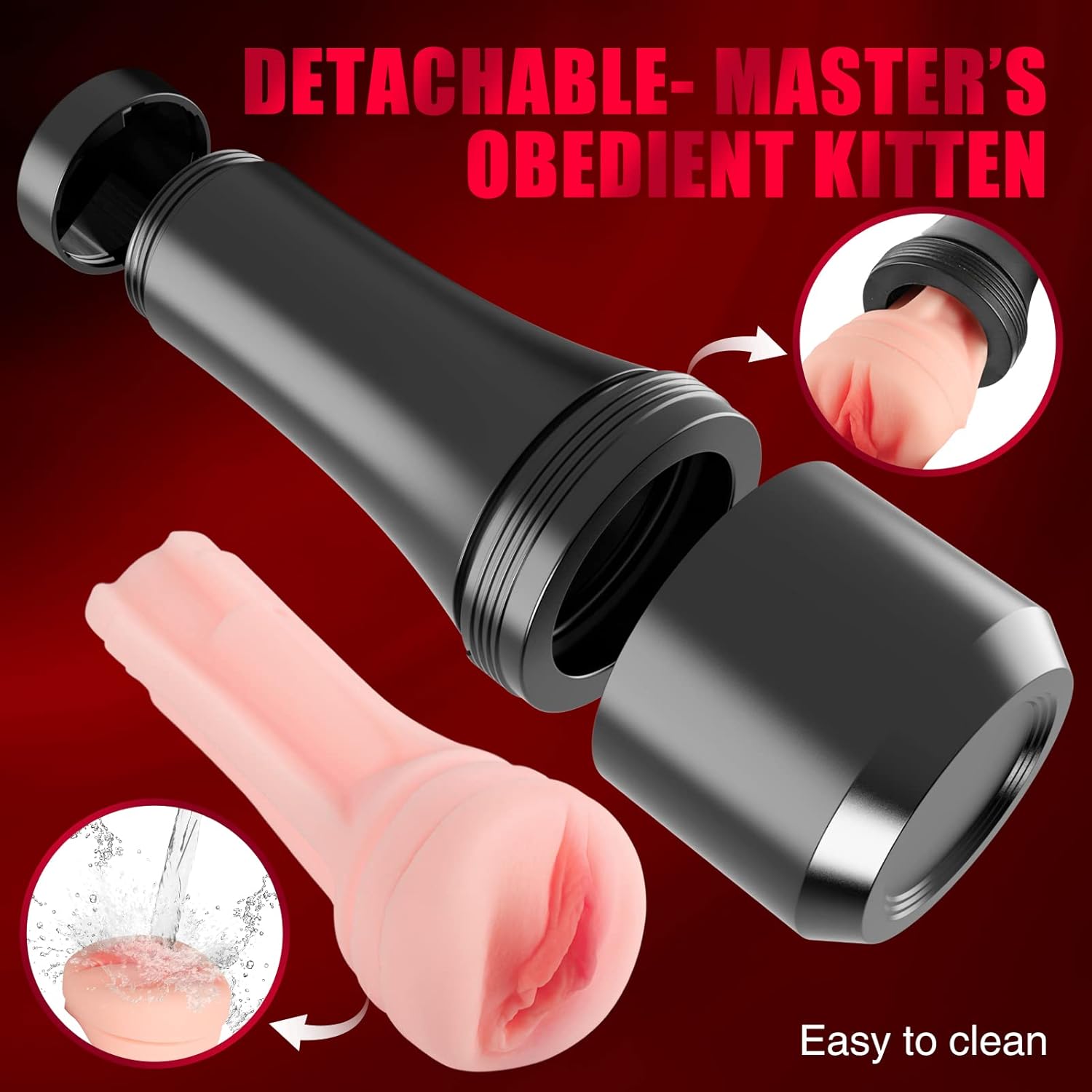 Male Masturbators Cup Adult Sex Toy for Men- Detachable Pocket Pussy Vagina 3D Tight Realistic Textured Masturbator Toy Masturbation Stroker Male Sex Toys Black