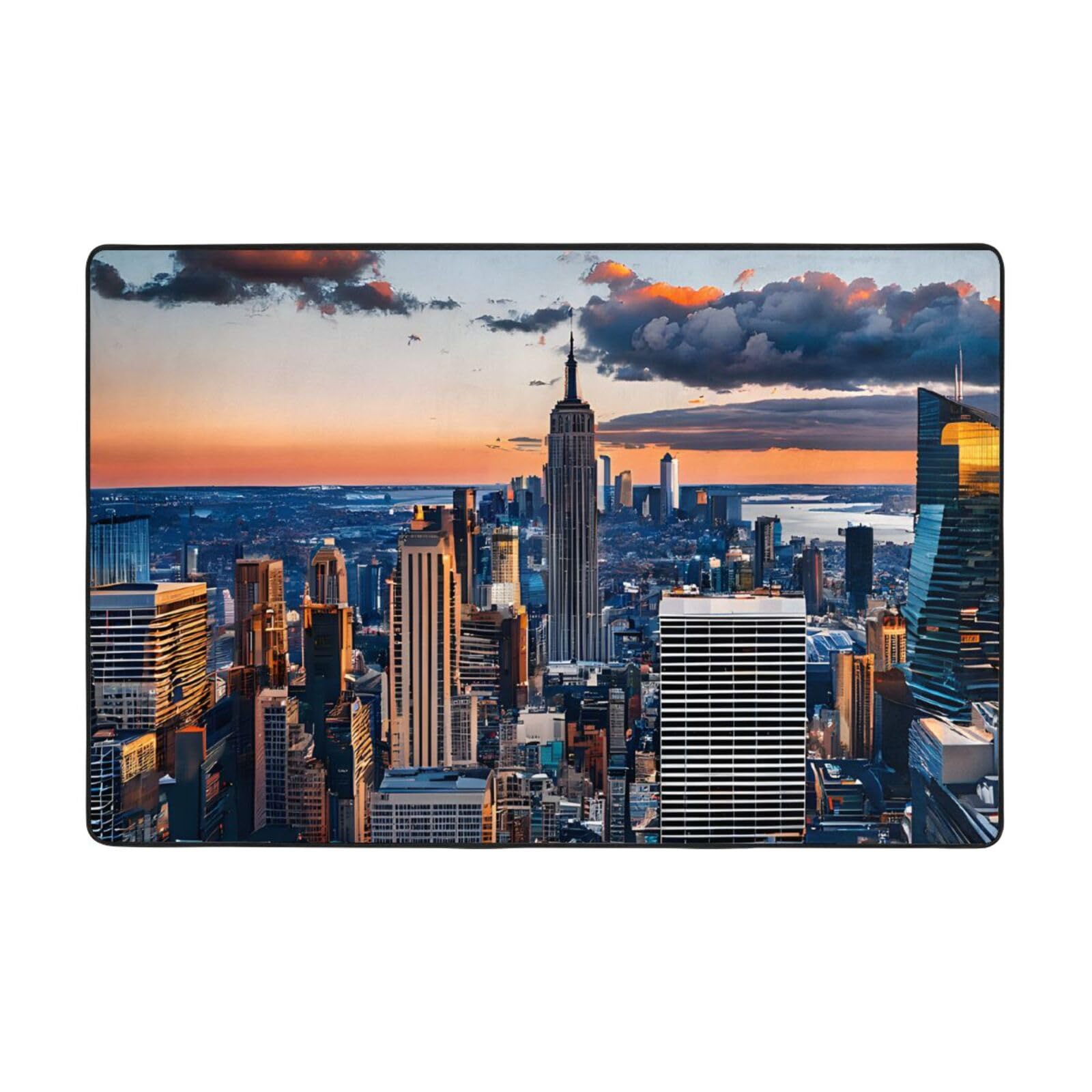 Tapis imprimé New York doux pour chambre et salon moderne
