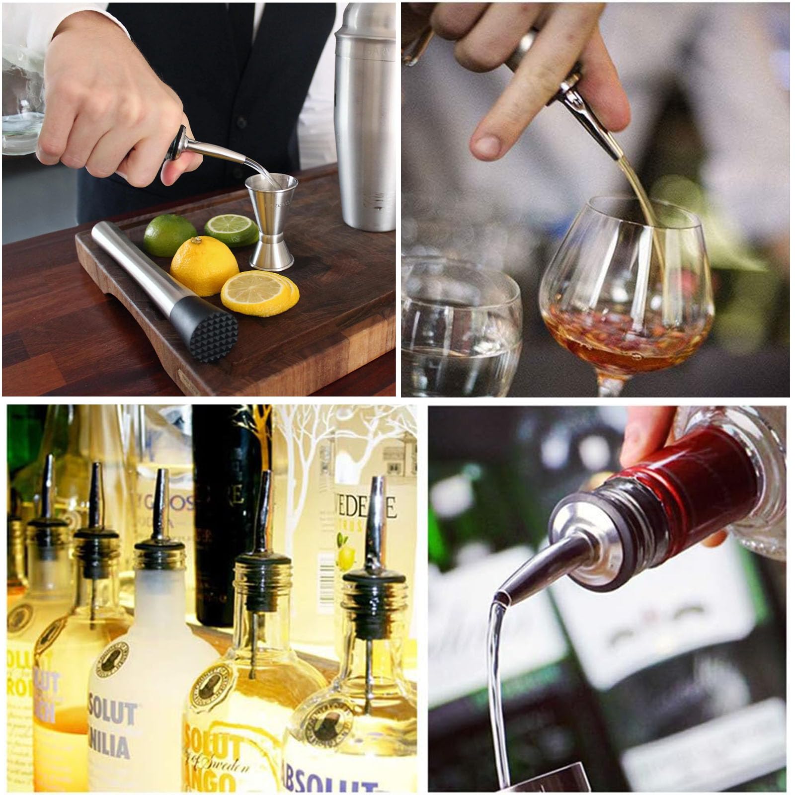 Gvolatee 6-Piece Stainless Steel Bottle Pourer Set - Conical Dispenser For Liquor, Wine, Syrup & More - View #7