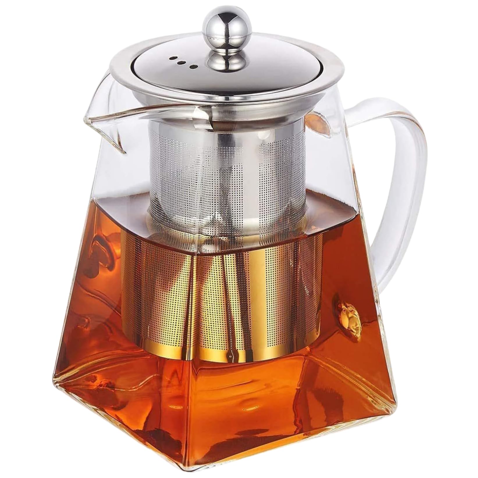 Glass Teapot with Infuser 550ml Square Heat Resistant Stovetop Safe for Loose Leaf Tea Easy Clean
