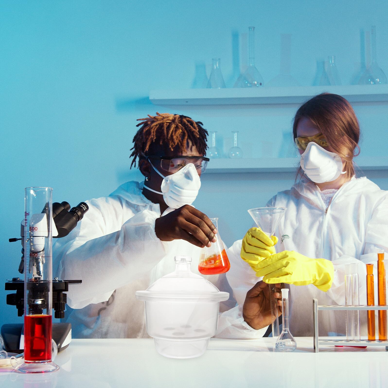 Desecador de Vacío de Vidrio de 150mm para Laboratorio | Operación Cómoda, Fácil de Transportar, Uso en Aprendizaje y Presentación