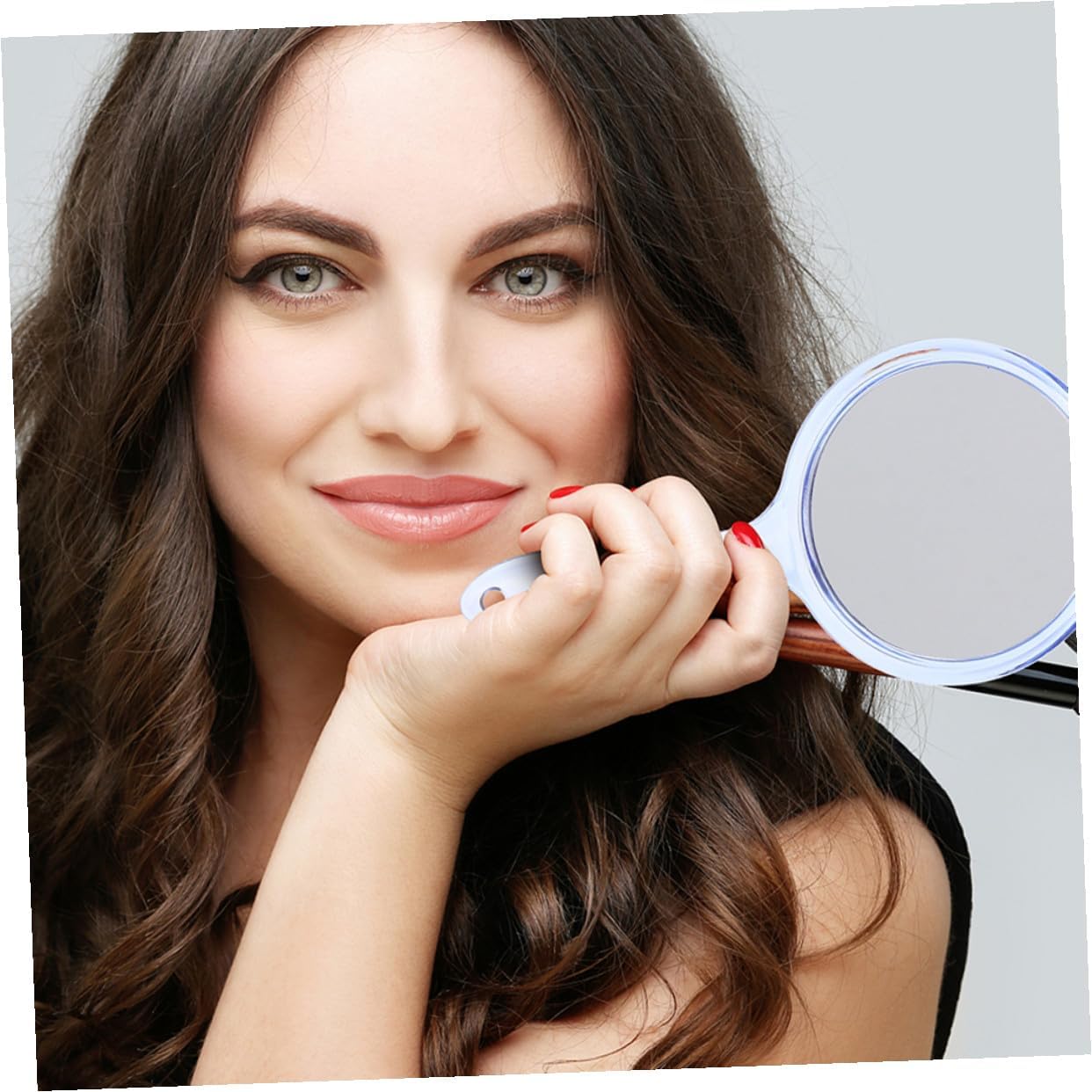 Handheld Makeup Mirror with Comfortable Handle Dual Sided 3pcs image 5