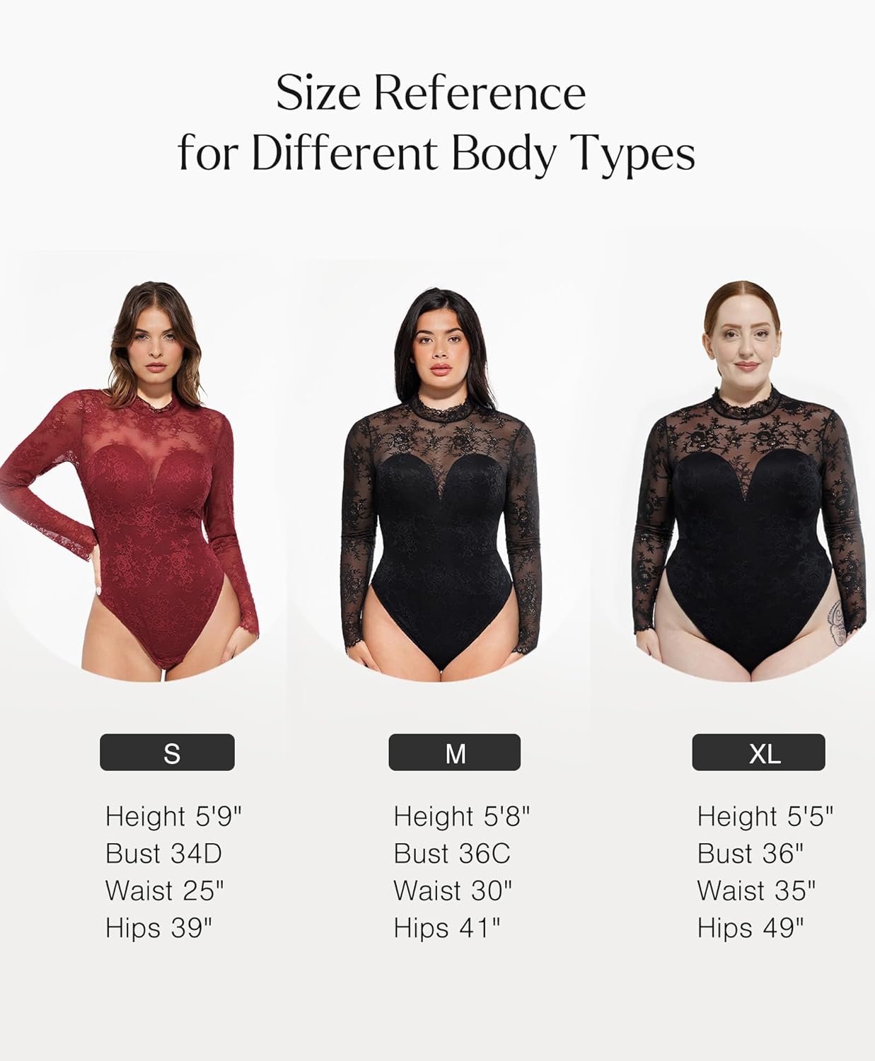 Popilush Long Sleeve Body Suits Womens Tummy Control Open Back Sheer Top Built in Bra Turtleneck Lace Shapewear Bodysuit - Image 5