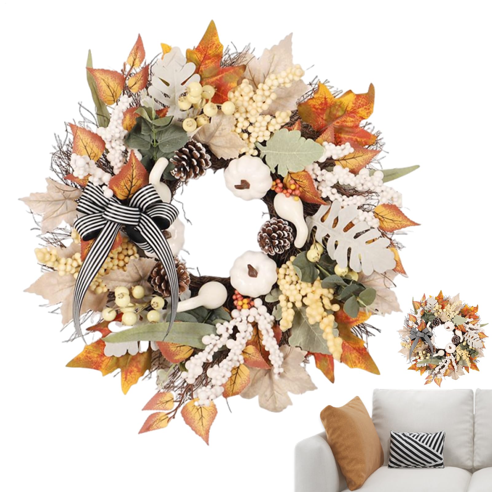 Guirlande de feuilles d'érable d'automne pour porte d'entrée 48cm