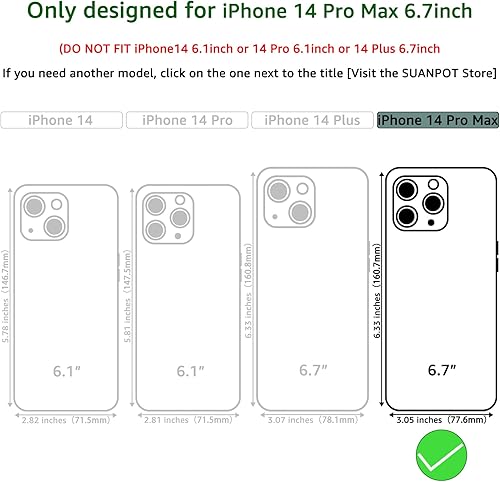 Miniatura 2 de SUANPOT Funda tipo cartera para iPhone 14 Pro Max de 6.7 pulgadas con bloqueo RFID, tarjetero y tarjetero de piel sintética, funda protectora para