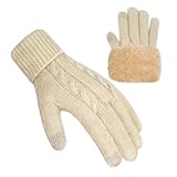 Winter Gloves for Women Wool Warm Touchscreen Thermal Fleece Stretchy Knit Gloves for Cold Weather Winter Gifts