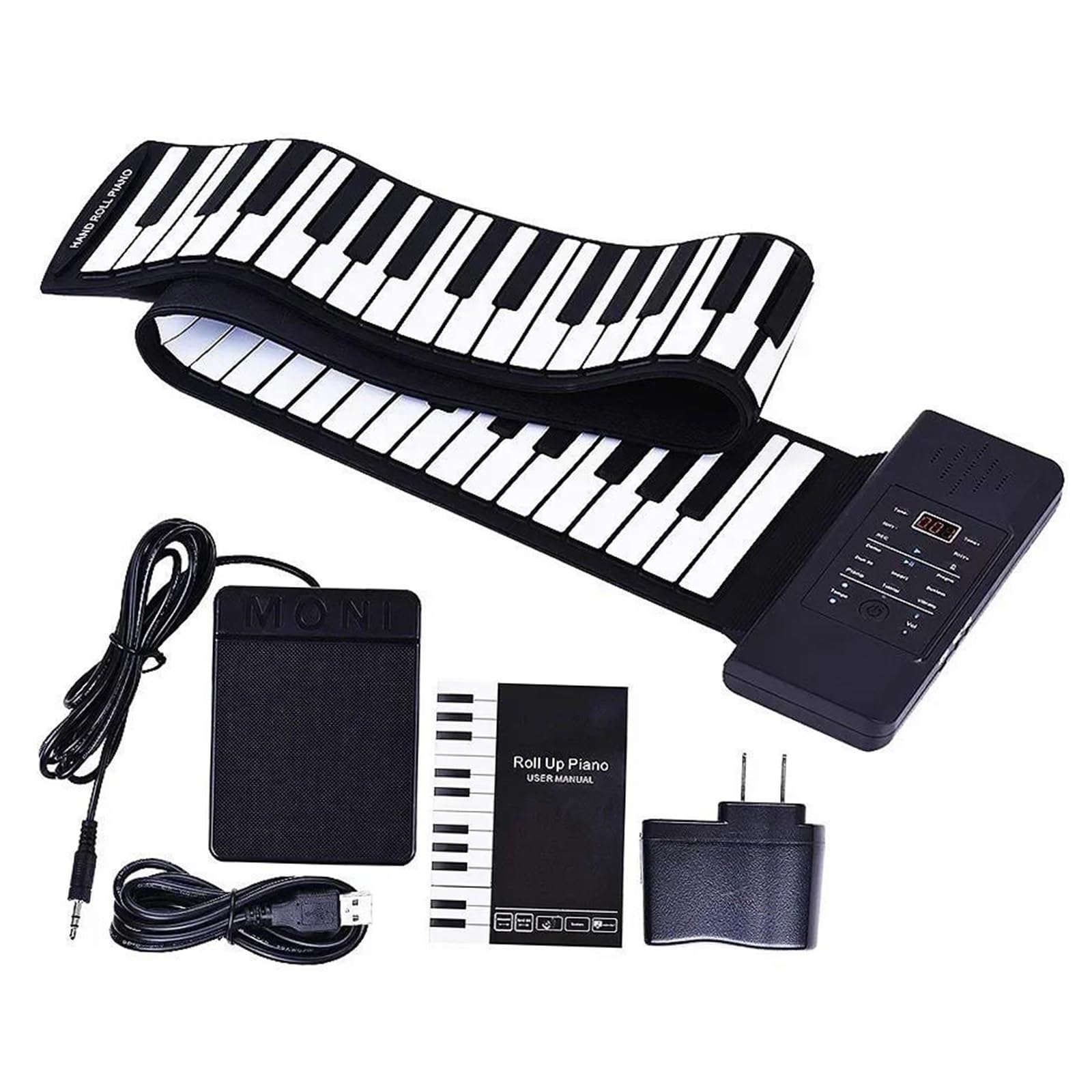 Tastiera Digitale Per Principianti Tastiera Flessibile Portatile In Silicone Morbido ABS Con Clacson E Pedale 88 Tasti MIDI E Carica USB(Converter 3)