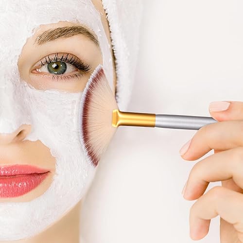 Miniatura 12 de 60 pinceles faciales de abanico, máscara de abanico, cepillos aplicadores faciales suaves, cepillo ácido, maquillaje cosmético, rubor, herramientas