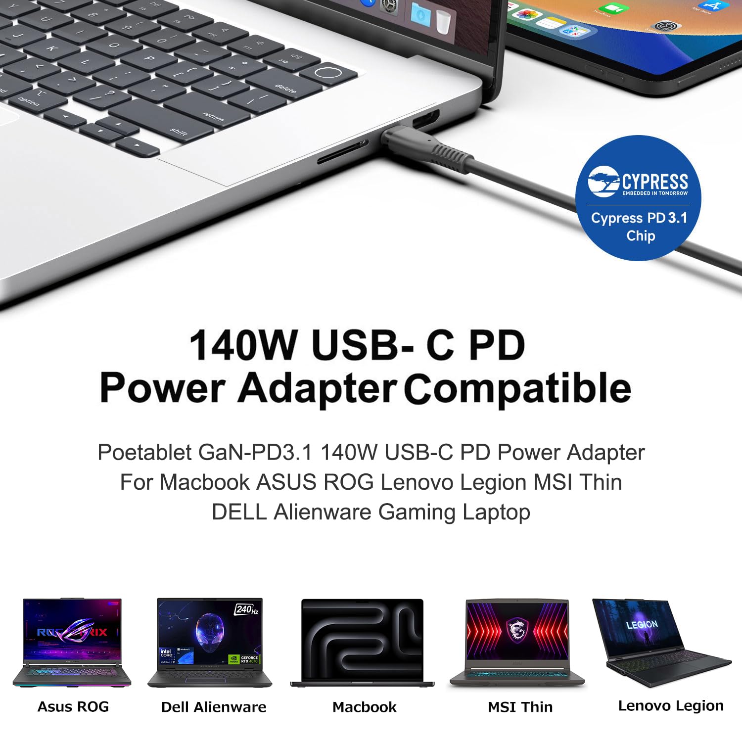 TAIFU 140W USB C Ladegerät GaN PD3.1 Netzteil 28V 5A ADP-140AB B für HP OmniBook 5 AI PCOMEN Transcend 14 Spectre x360 16", MSI Prestige 13 AI+ 14 16, eero PoE Gateway FSP140-APDAR02 TPN-LA29