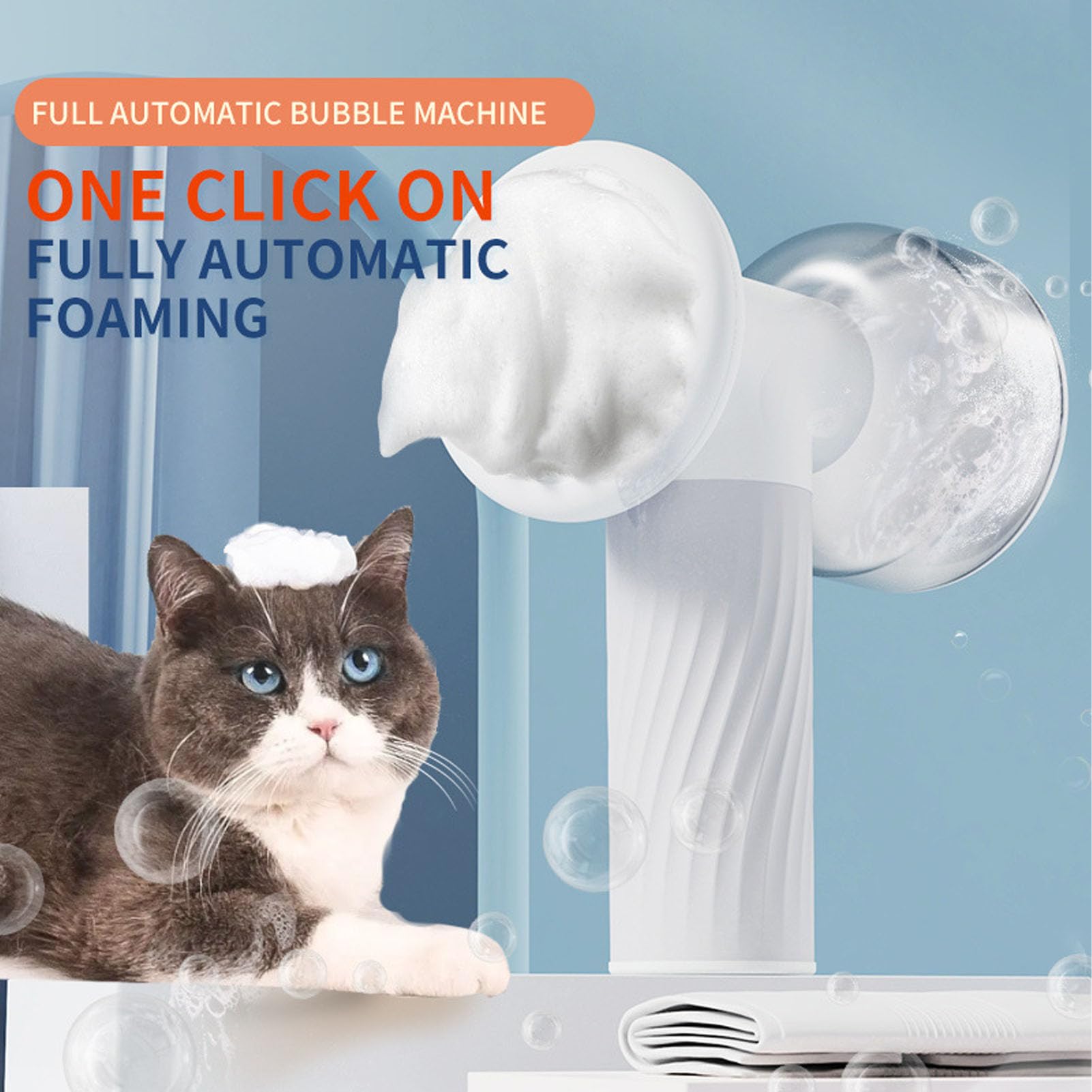 Brosse de Bain pour Chien, Brosse de Massage Entièrement Automatique avec Distributeur Automatique de Mousse de Shampoing Outil de Toilettage Rechargeable en Silicone Souple