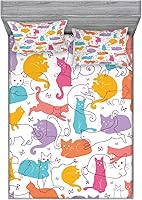 Vista 382 de Lunarable Grey Fitted Sheet & Pillow Sham Set, Pattern with Random Footprints Paw Traces Pet Legs Friendly Cats and Dogs, Decorative Printed 3 Piece