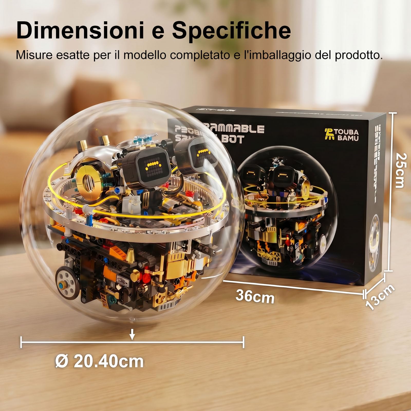 Kit per robot a sfera per bambini da 8 a 12 anni, rotola tramite app o telecomando, diverse espressioni degli occhi, giocattolo educativo della robotica STEM come regalo per ragazzi e ragazze (804