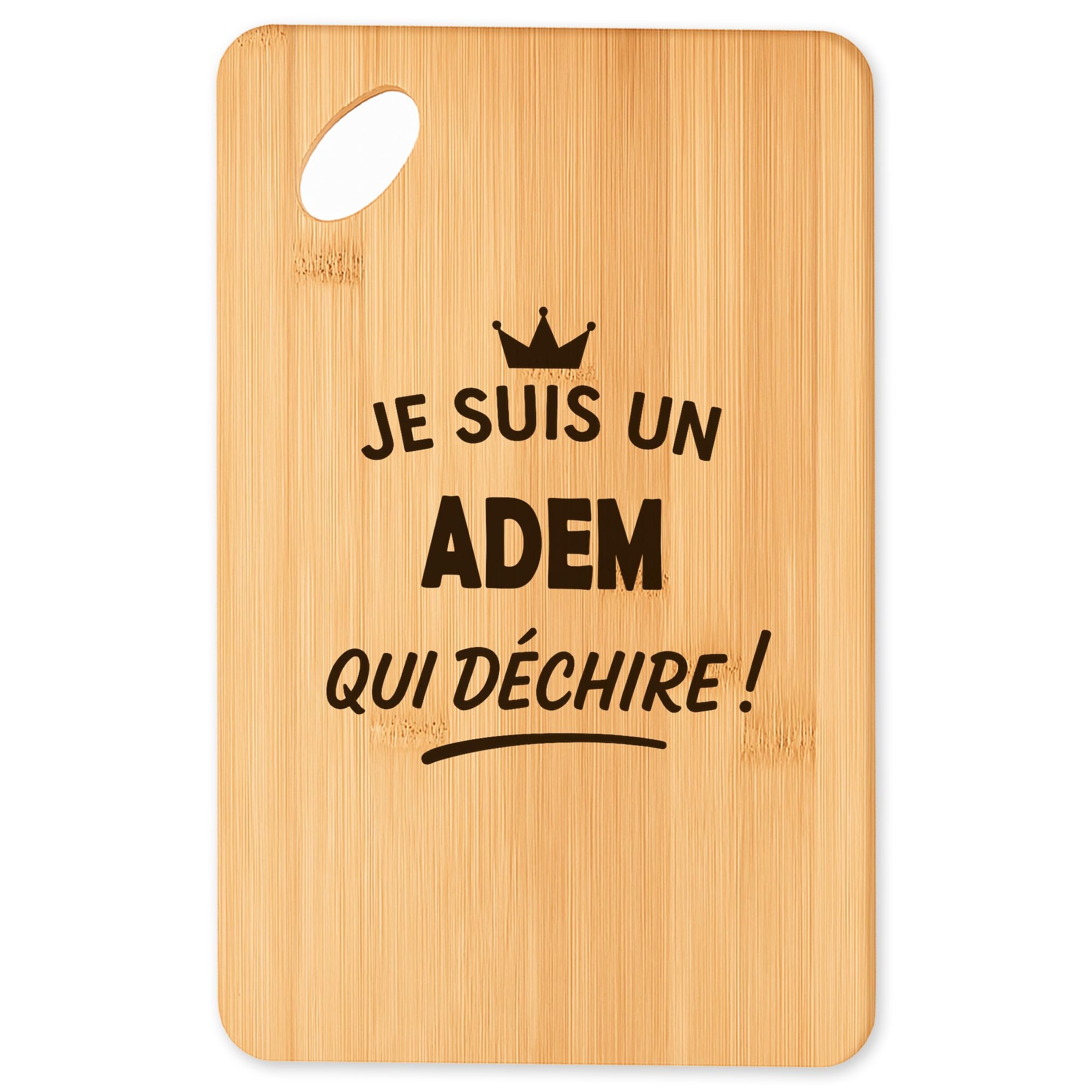 Cadeau original cuisine avec la planche Adem qui dechire 2 en bois