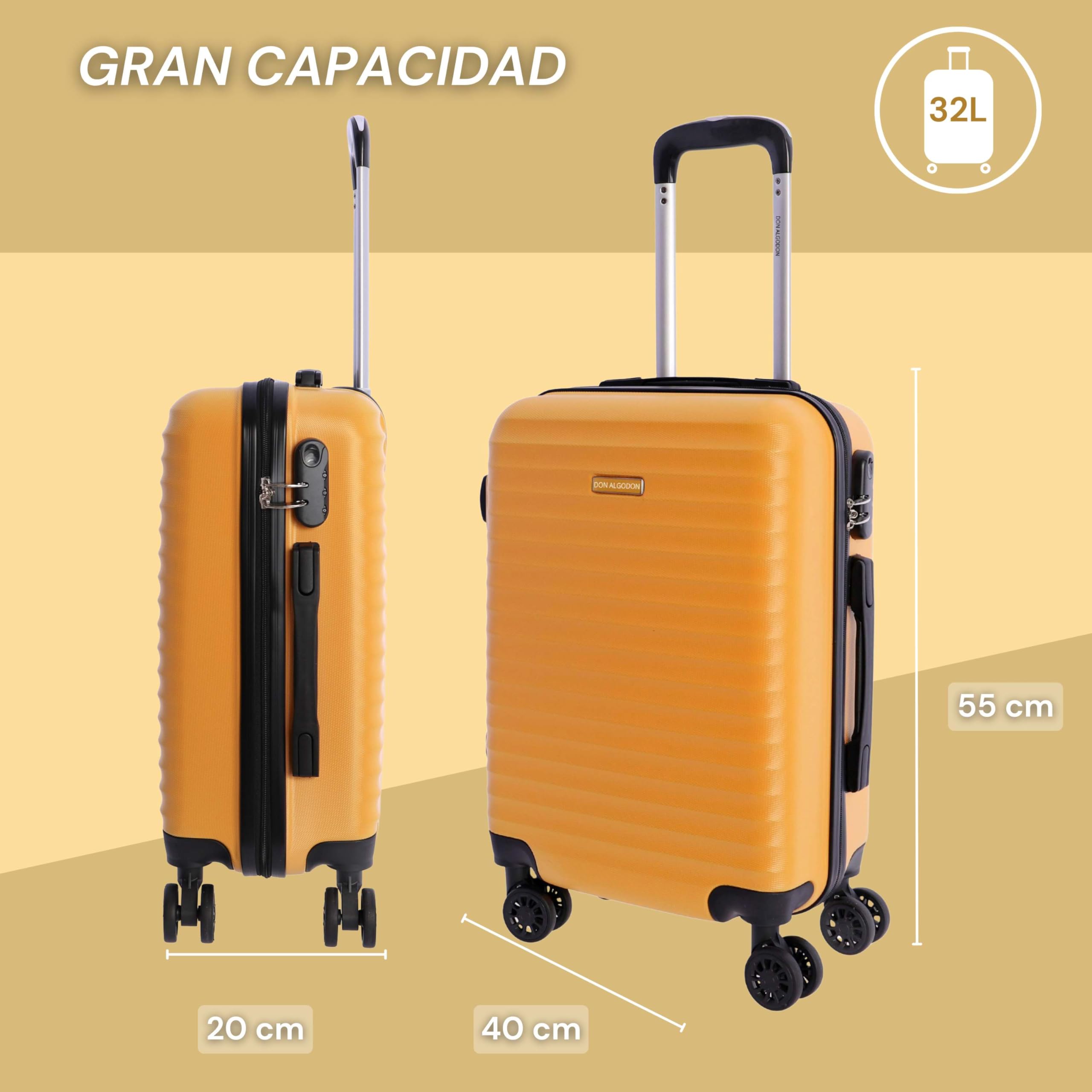 DON ALGODON - Maleta Cabina 55x40x20 - Maletas de Viaje Cabina Resistente Ryannair - Trolley Equipaje para Avion Resistente con 4 Ruedas de 360º y Candado Numérico, Iris