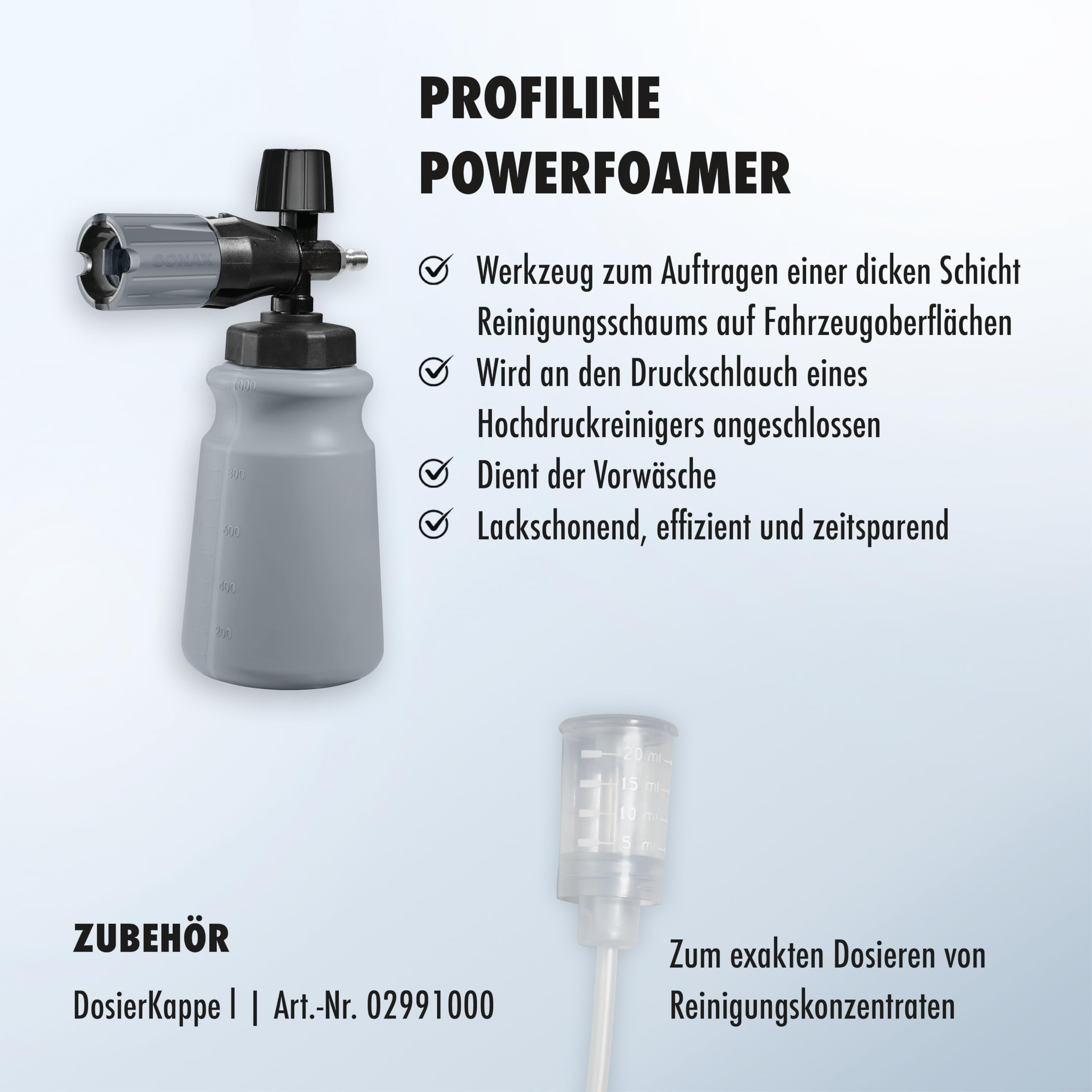 SONAX PROFILINE PowerFoamer (1 Stück) Schaumsprüher/Schaumlanze für Hochdruckreinigungsgeräte | Art-No. 04962050