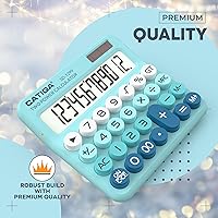 Vista 2 de CATIGA Calculadora de interruptor mecánico con energía solar y batería doble, pantalla LCD grande de 12 dígitos, calculadora de escritorio estética