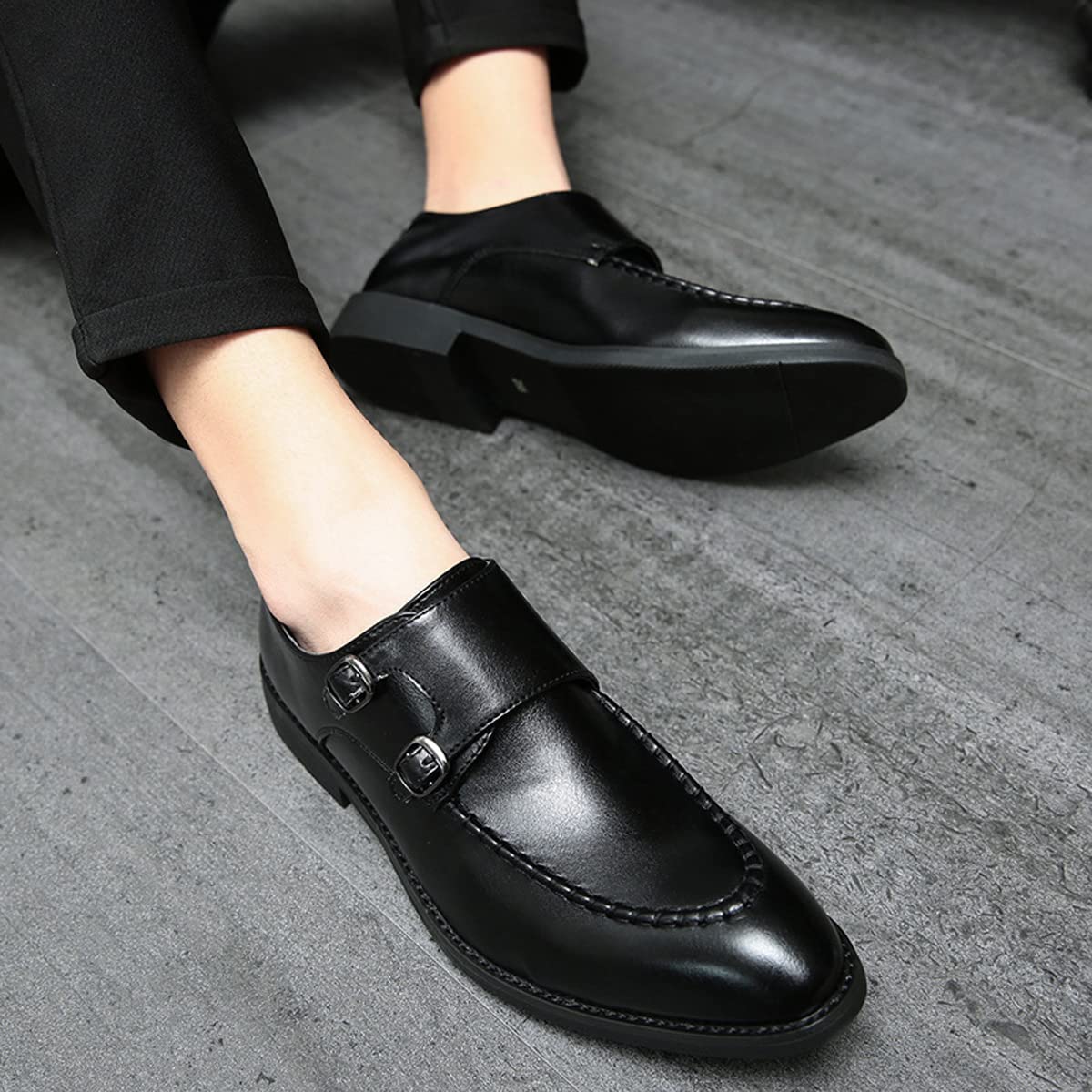Zaylee Schnallenschuh Herren Mönchschuhe Formale Abendschuhe Elegante Business Schuhe,EU43-Schwarz