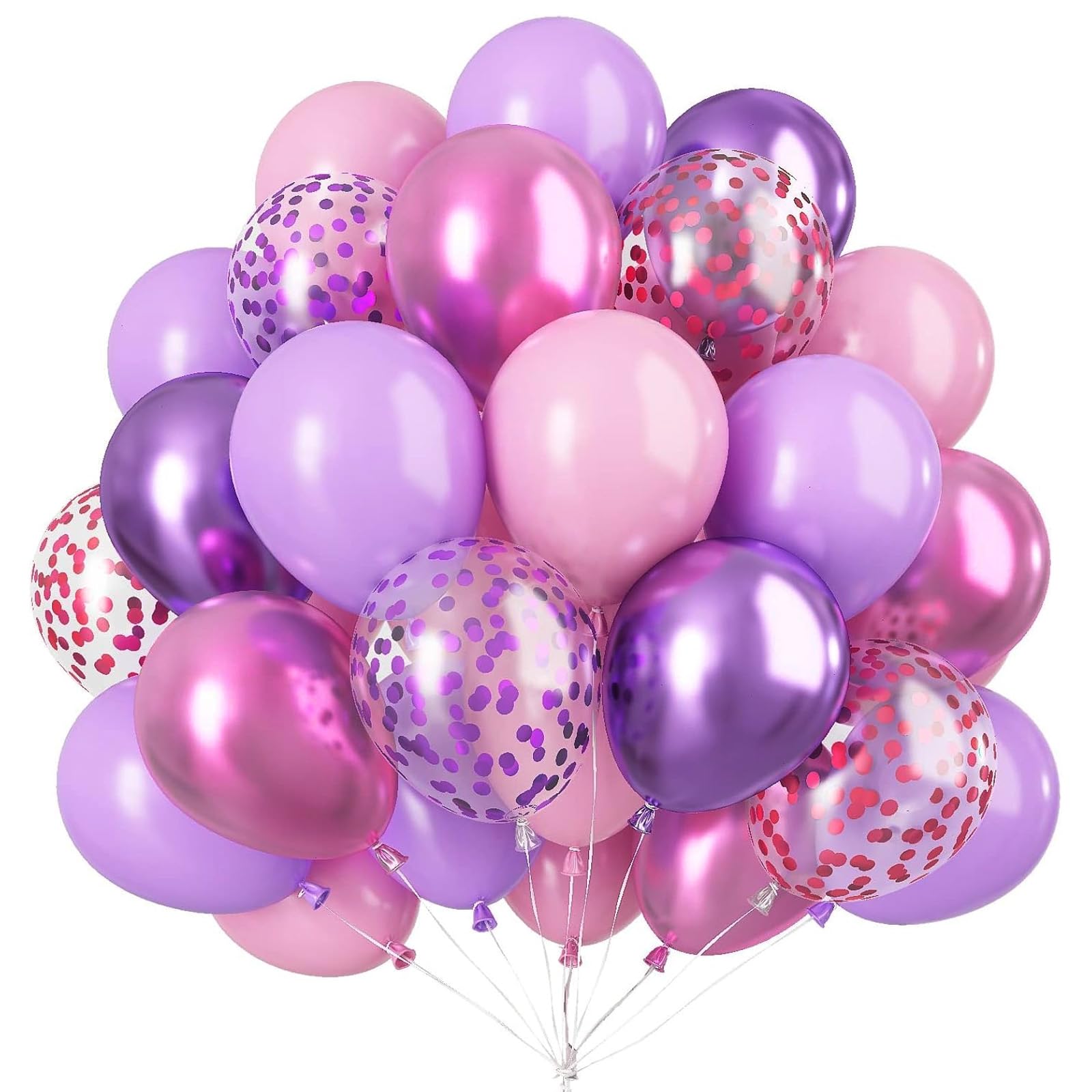 60Pcs Pink and Purple Balloons 12 Inch Metallic Purple Pink Latex Balloon Confetti Party Balloons for Wedding Girls Kpop Birthday Baby Shower