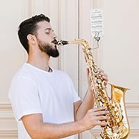 Vista 2 de Soporte de música portátil para saxofón, altura ajustable, diseño plegable, soporte resistente, plateado