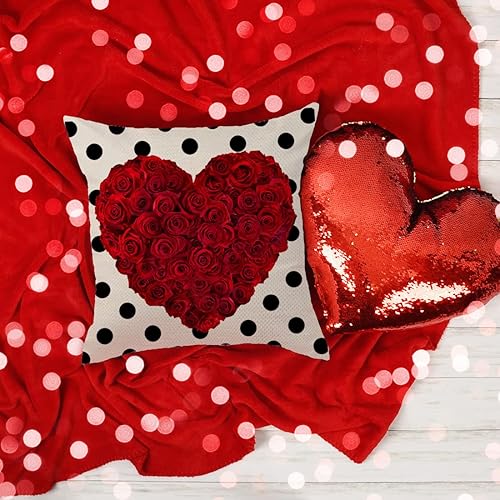 Miniatura 5 de KACOPOL Juego de 4 fundas de almohada para el día de San Valentín de 18 x 18 pulgadas, fundas de cojín decorativas para el día de San Valentín