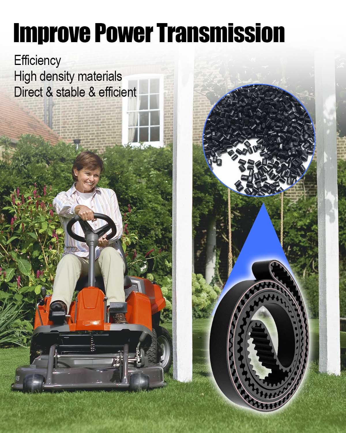 Blade Deck Timing Belt Fit for Rider 155 15-V2 16 Pro 15 Pro 15-V2 Proflex 18 21 Replace 531007587, Lawn Mower Timing Belts