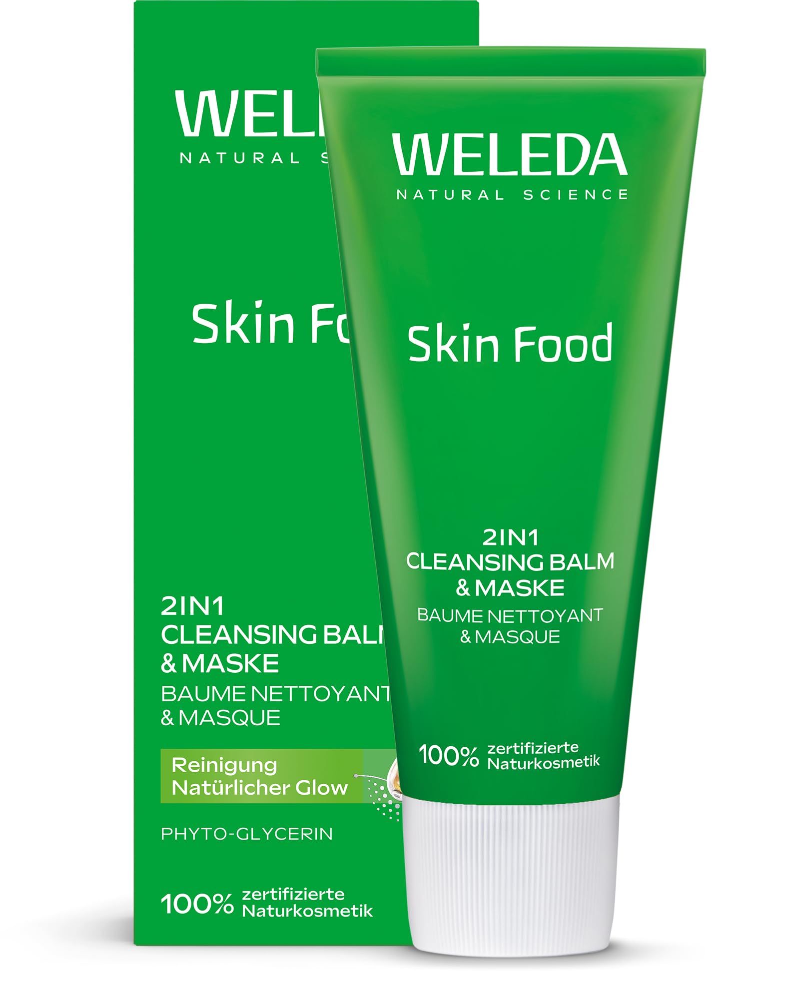 WELEDA Bio Skin Food 2in1 Cleansing Balm & Maske – Naturkosmetik Gesichtsreinigung/Gesichtsmaske für normale & trockene Haut. Unisex Gesichtspflege für sofortigen Glow & weiche Haut (vegan, 1x 75ml)