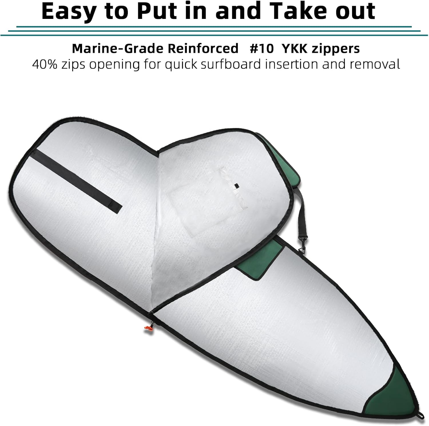 Surfboard-Bag Day-Bag Longboard Bag for 6'0,6'6,7'0,7'6,8'0,9'6,10'0 Fish/Hybrid Surfboards,Durable Carrying Cover for Storage and Transport to Car Truck Travel w/Protect Padding&Fin Slot Opening