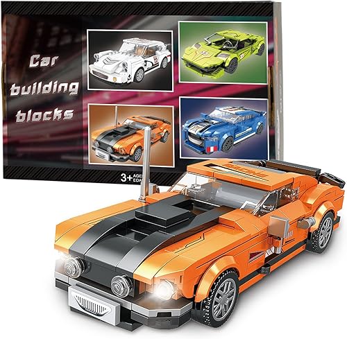 Bloques de construcción de automóviles, juguetes para adultos y niños, kit de construcción de automóviles, juego de modelos deportivos de carreras