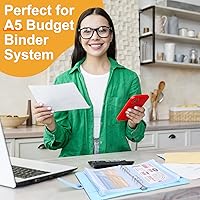 Vista 7 de Antner 20 piezas de bolsillos para carpeta A5 con 6 agujeros, insertos para planificador de presupuesto, sobres para rellenar con efectivo