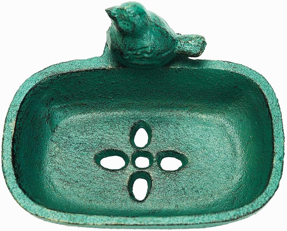 Sungmor Heavy Duty Cast Iron Hand Soap Holder, Lovely Bird Shaped & Antique Green Finish - Image 5
