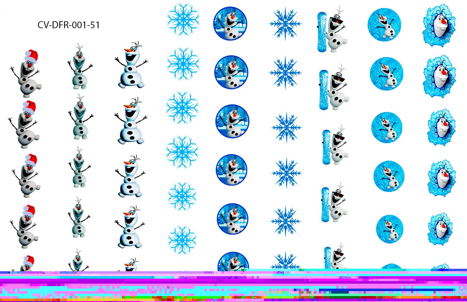 Christmas Olaf (Ver.1) Clear Vinyl Cut, Peel and Stick Nail Art Decals/Stickers. (One Stop Nails Version)