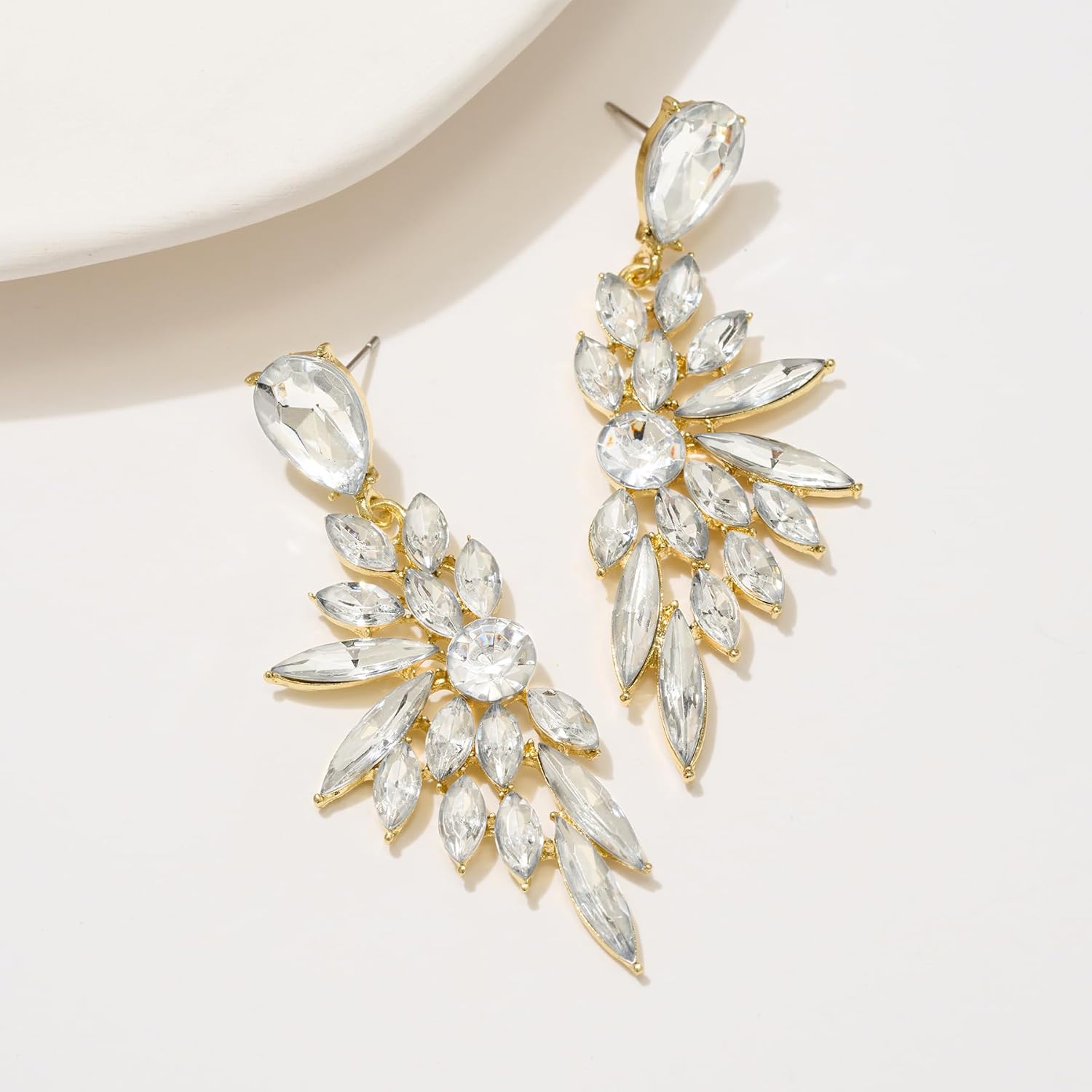 SWEETV Rhinestone Dangle Earrings for Women, Crystal Statement Drop Earrings,Chandelier Wedding Bridal Earrings for Brides, Prom Formal Party - Image 5