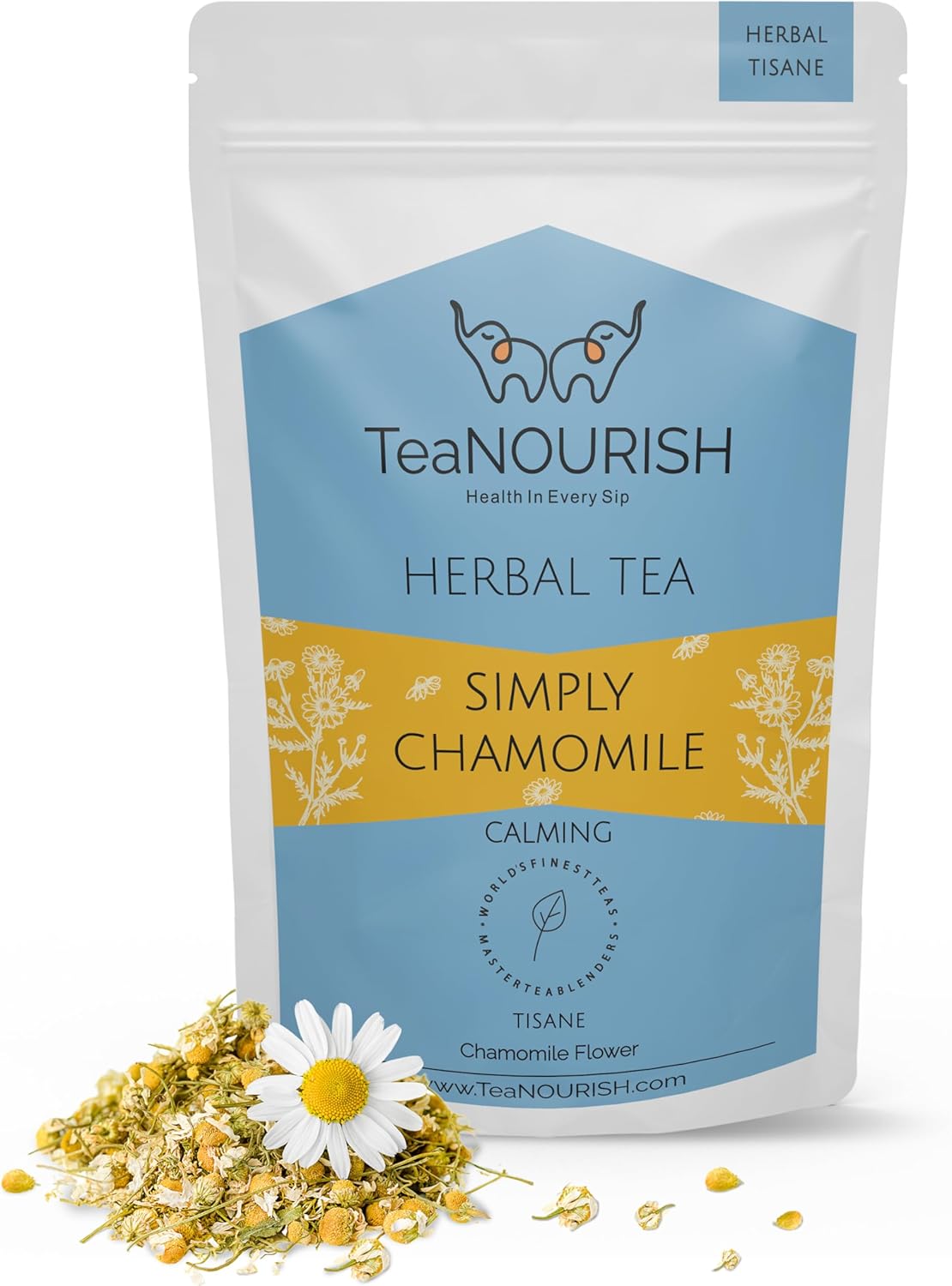 TeaNOURISH Simply Chamomile Herbal Tea | CAFFEINE-FREE | Calming & Relaxing Chamomile Sleep Tea | 100% NATURAL | Brew Hot or Iced Tea – 1.76oz/50g